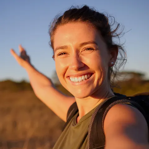 A woman smiling.